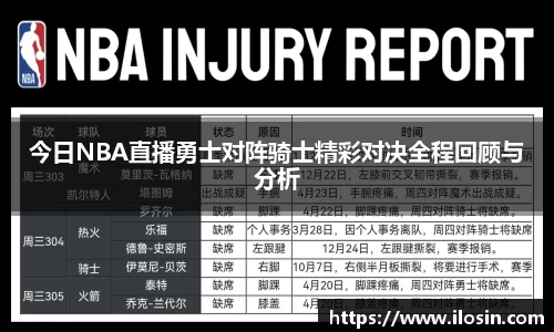 今日NBA直播勇士对阵骑士精彩对决全程回顾与分析